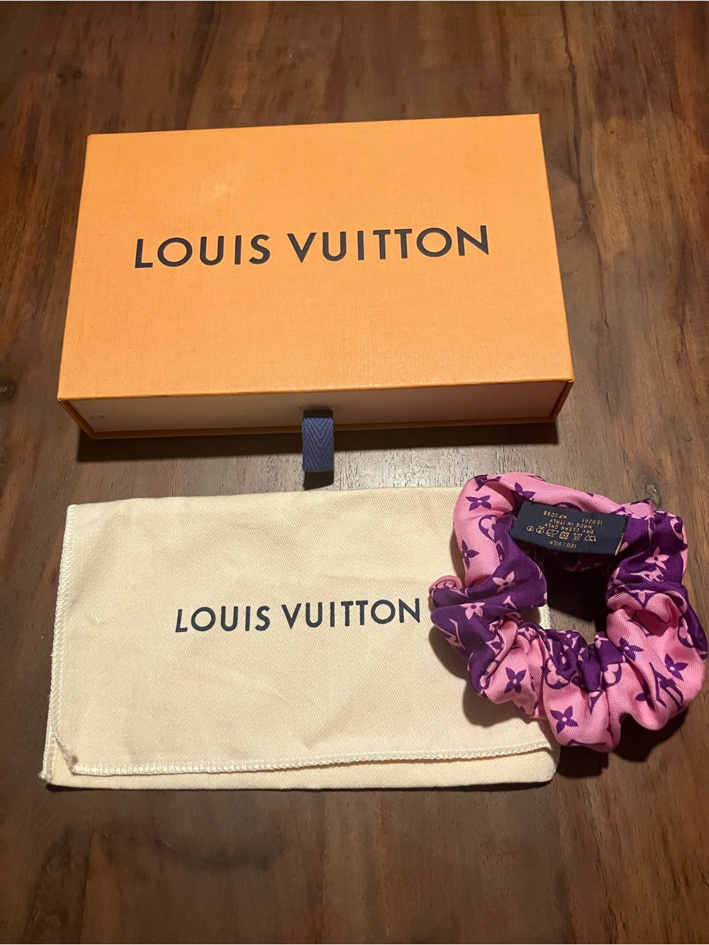 Louis Vuitton Pink and Purple Monogram Satin Scrunchie